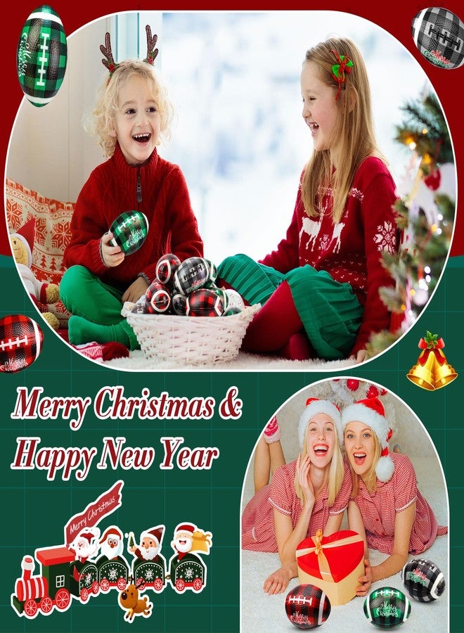 Jerify 24 Pcs Christmas Stress Ball Bulk Mini Christmas Foam Football 3.35" Small Buffalo Plaid Relief Stress Ball for Xmas Carnival Party Favors Stocking Stuffer Filler Gifts (Red Green Black) - Image 3